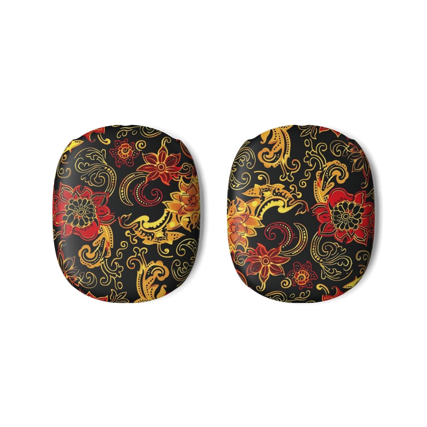 Floral Paisley AirPod Max Ear Cup Covers — Red & Gold Decorative Headphone Skins - DIGITAL X