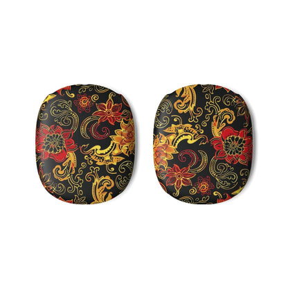 Floral Paisley AirPod Max Ear Cup Covers — Red & Gold Decorative Headphone Skins - DIGITAL X