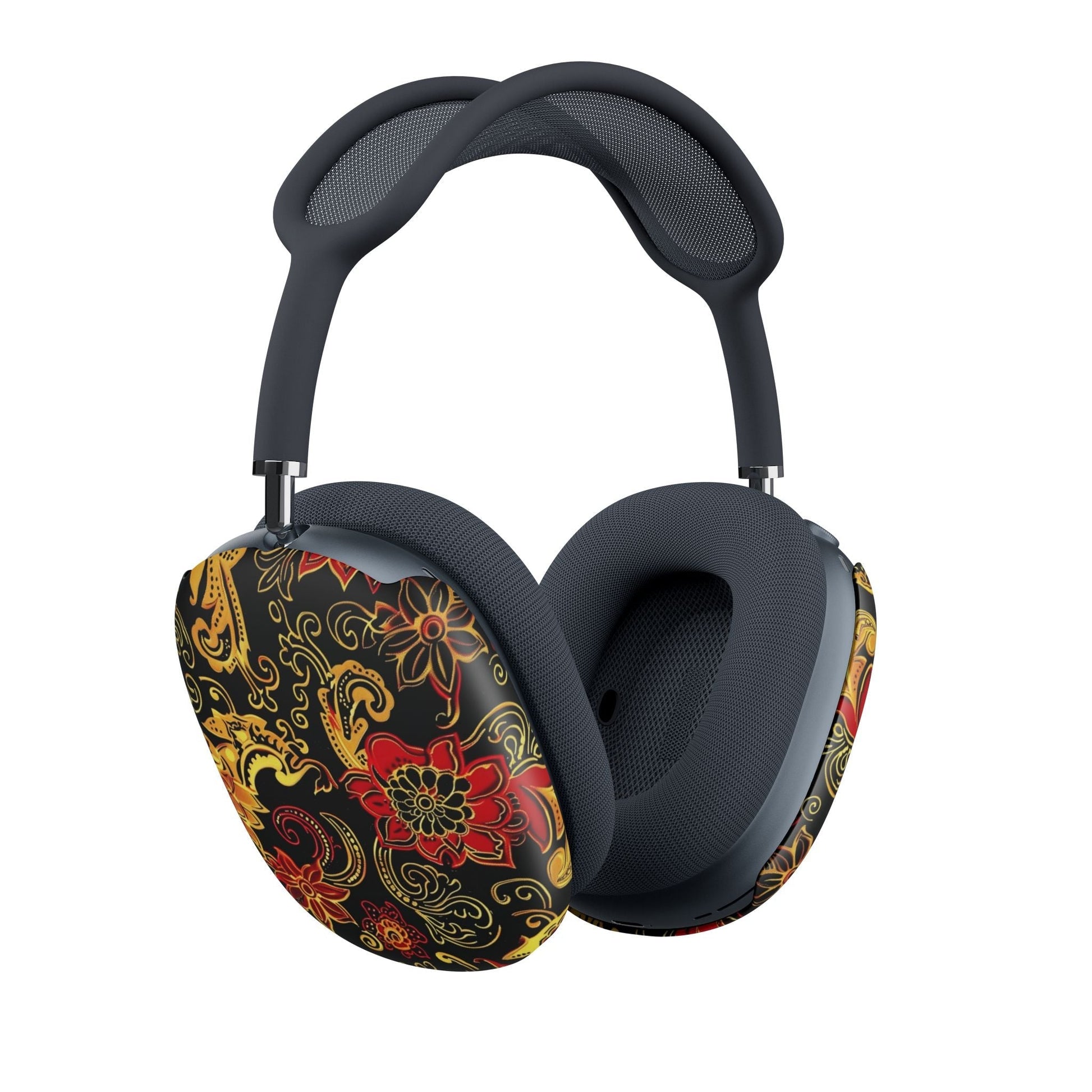 Floral Paisley AirPod Max Ear Cup Covers — Red & Gold Decorative Headphone Skins - DIGITAL X