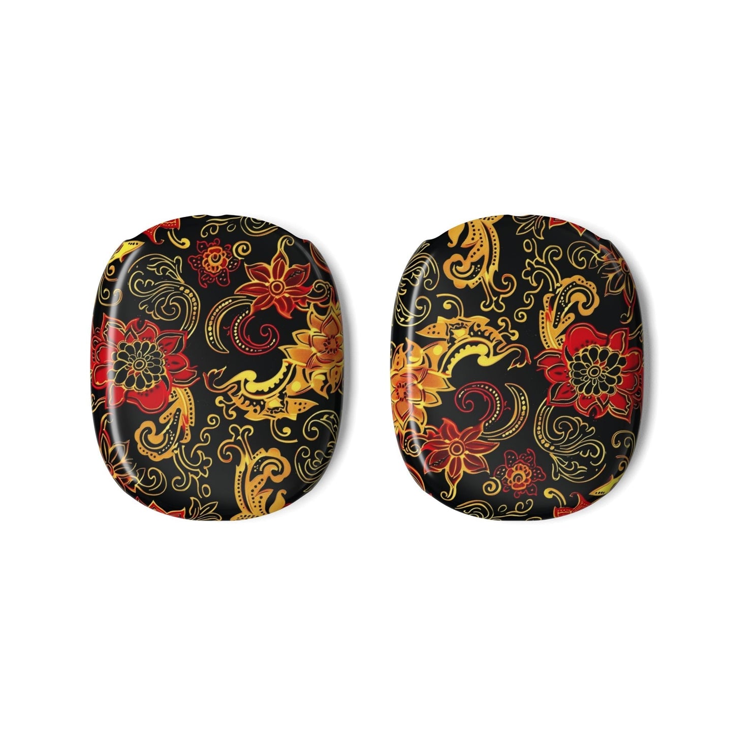 Floral Paisley AirPod Max Ear Cup Covers — Red & Gold Decorative Headphone Skins - DIGITAL X