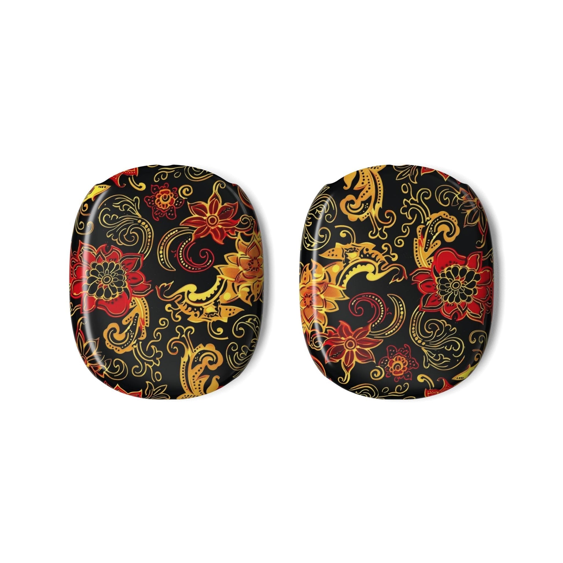 Floral Paisley AirPod Max Ear Cup Covers — Red & Gold Decorative Headphone Skins - DIGITAL X