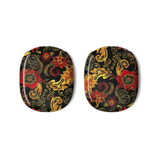 Floral Paisley AirPod Max Ear Cup Covers — Red & Gold Decorative Headphone Skins - DIGITAL X