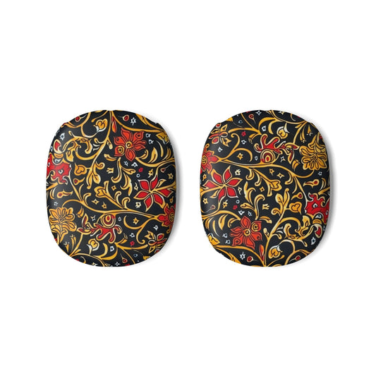 Floral Paisley AirPod Max Ear Cup Covers — Vintage Red & Gold Pattern - DIGITAL X