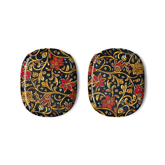 Floral Paisley AirPod Max Ear Cup Covers — Vintage Red & Gold Pattern - DIGITAL X