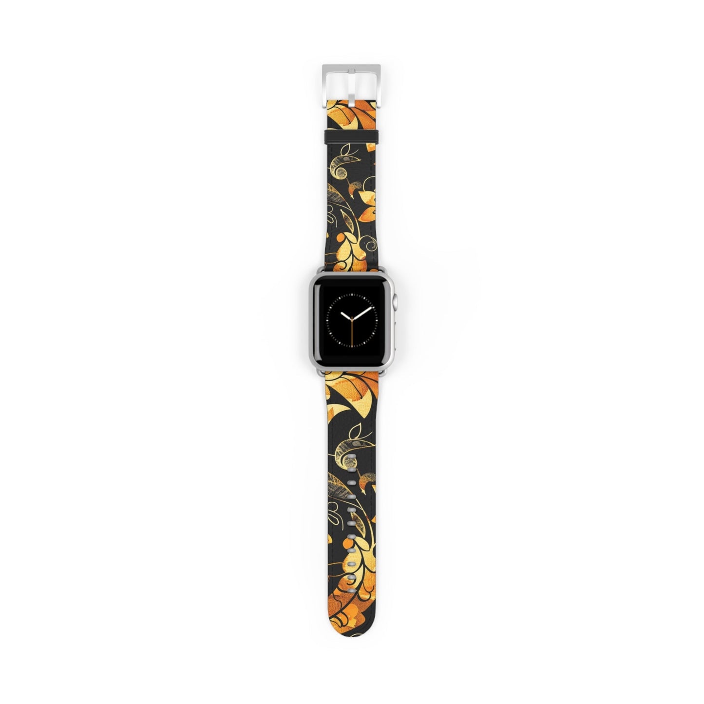 Floral Paisley Apple Watch Band – Black & Gold Swirl Pattern - DIGITAL X