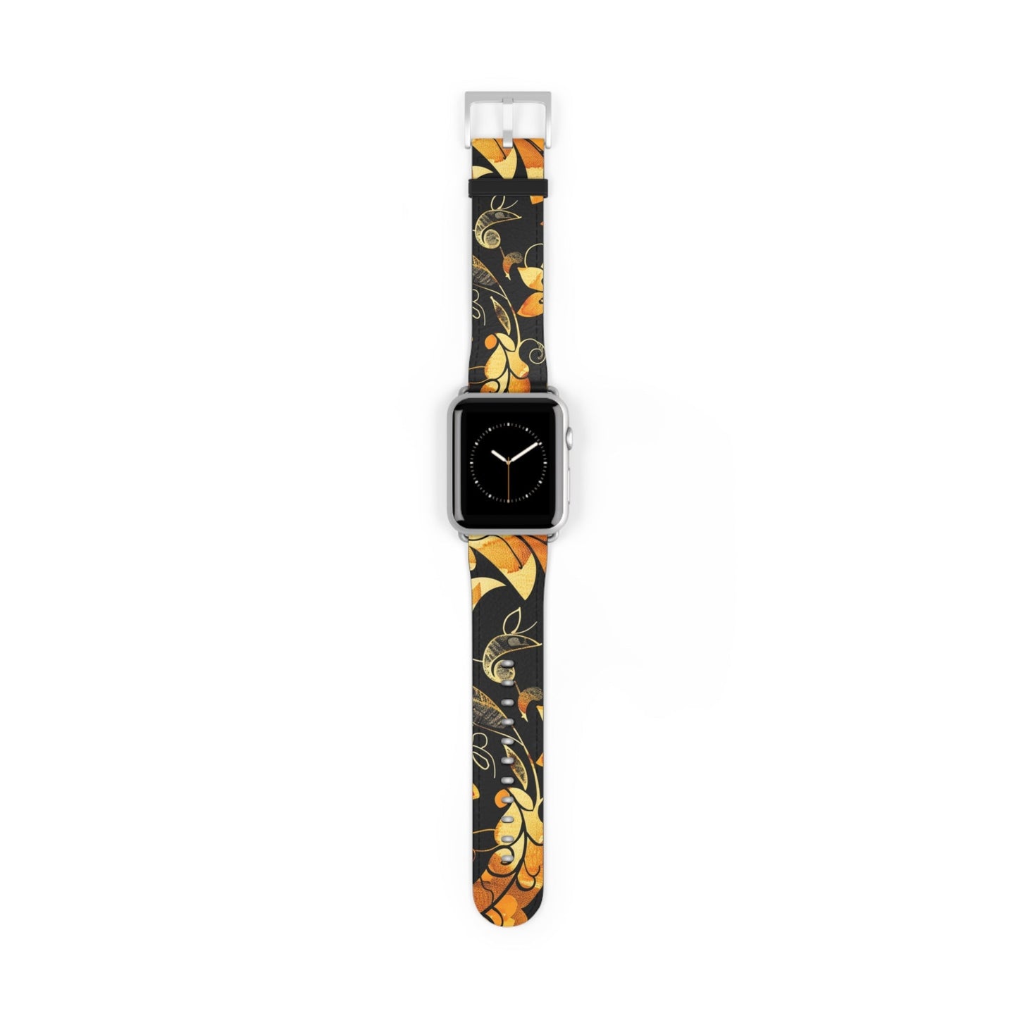 Floral Paisley Apple Watch Band – Black & Gold Swirl Pattern - DIGITAL X