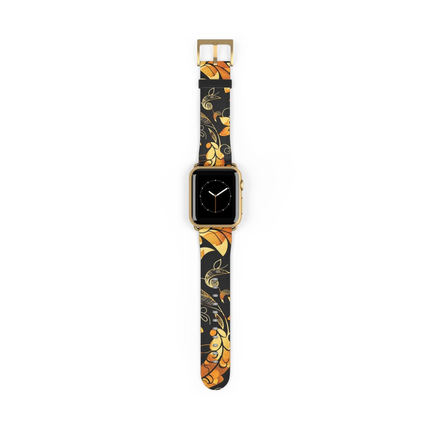 Floral Paisley Apple Watch Band – Black & Gold Swirl Pattern - DIGITAL X