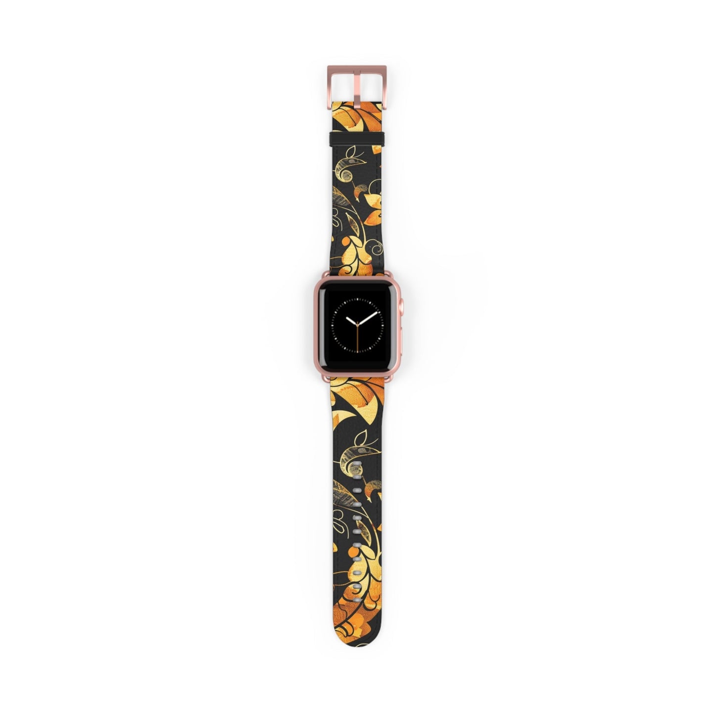 Floral Paisley Apple Watch Band – Black & Gold Swirl Pattern - DIGITAL X
