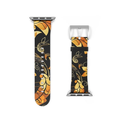 Floral Paisley Apple Watch Band – Black & Gold Swirl Pattern - DIGITAL X