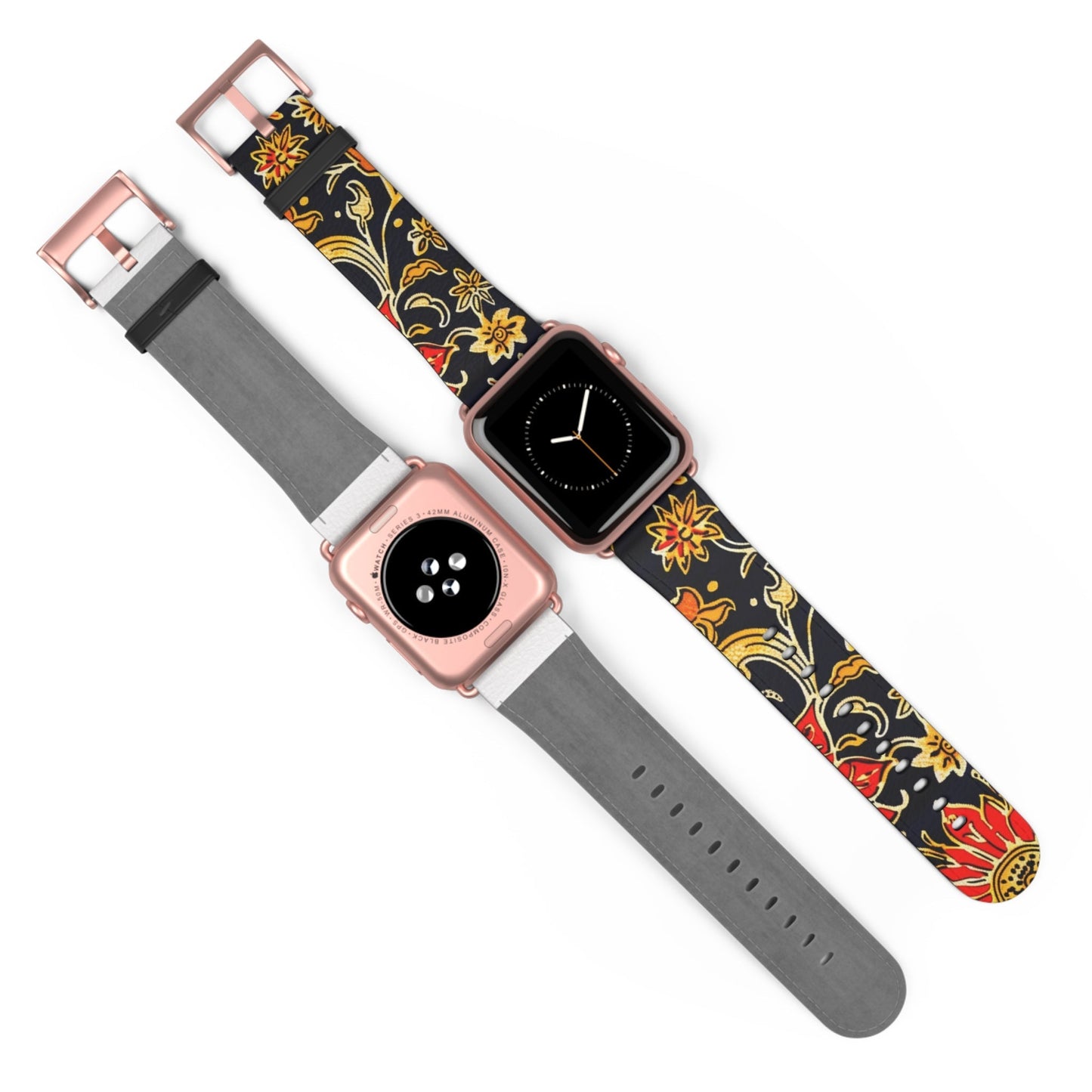 Floral Paisley Apple Watch Band — Black, Red & Gold Patterned Strap - DIGITAL X