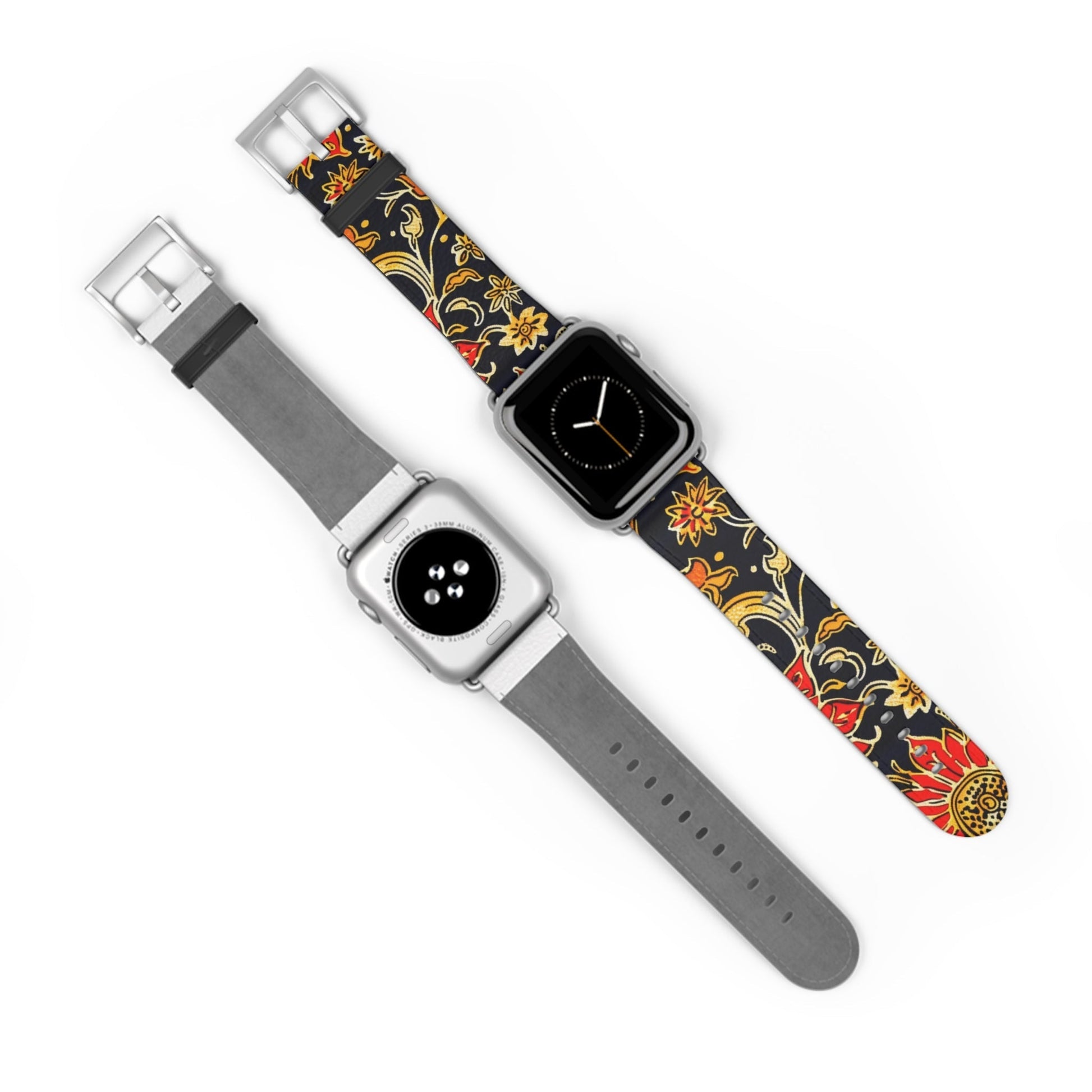 Floral Paisley Apple Watch Band — Black, Red & Gold Patterned Strap - DIGITAL X