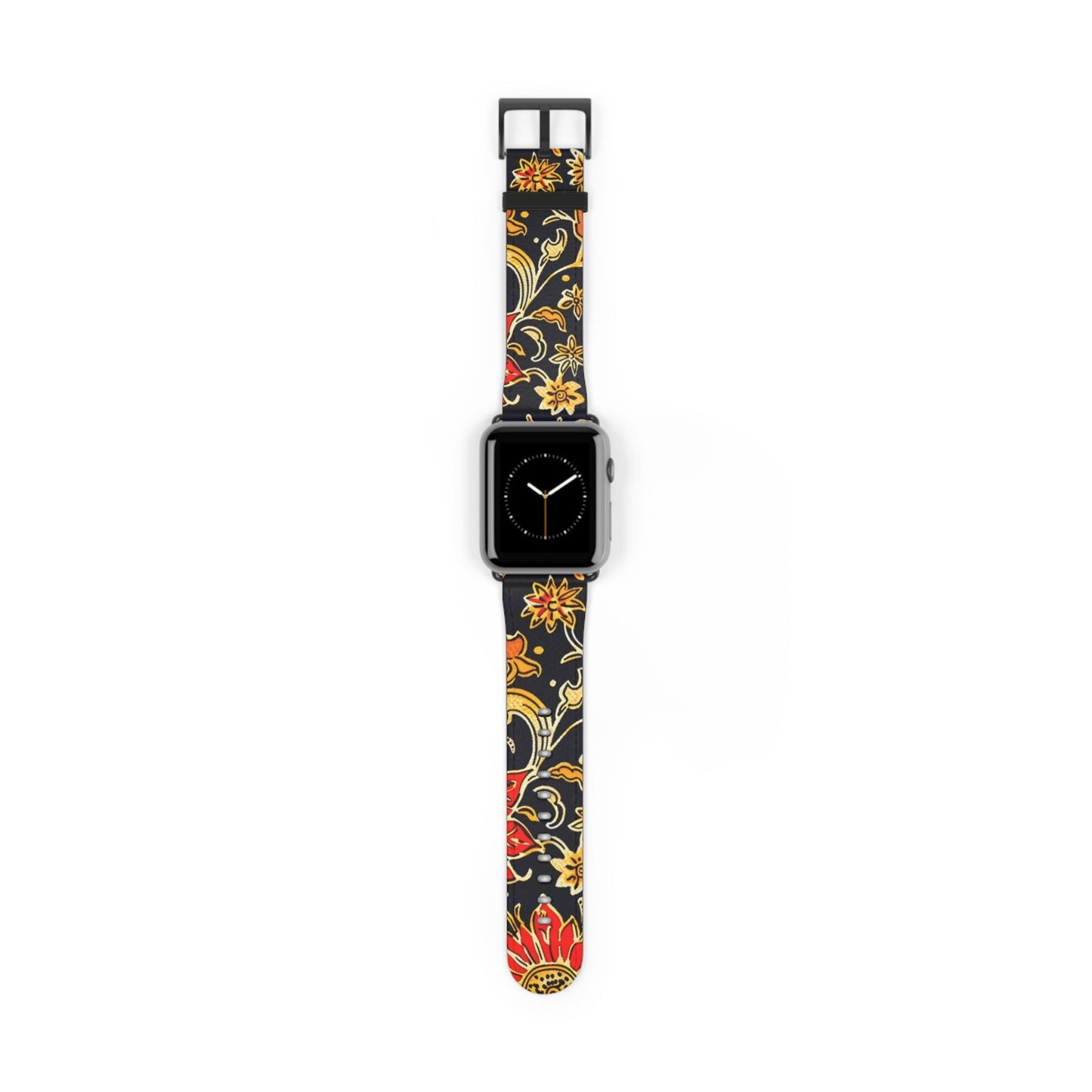 Floral Paisley Apple Watch Band — Black, Red & Gold Patterned Strap - DIGITAL X