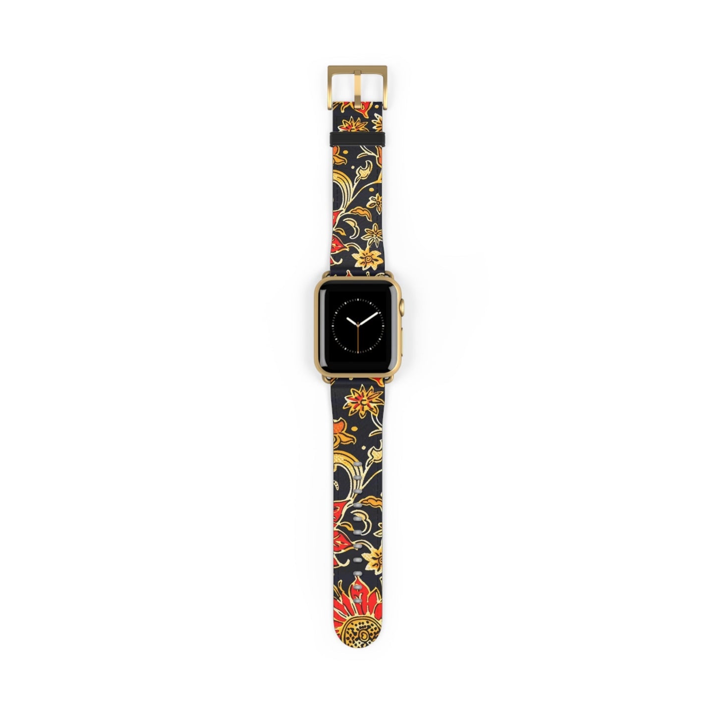 Floral Paisley Apple Watch Band — Black, Red & Gold Patterned Strap - DIGITAL X