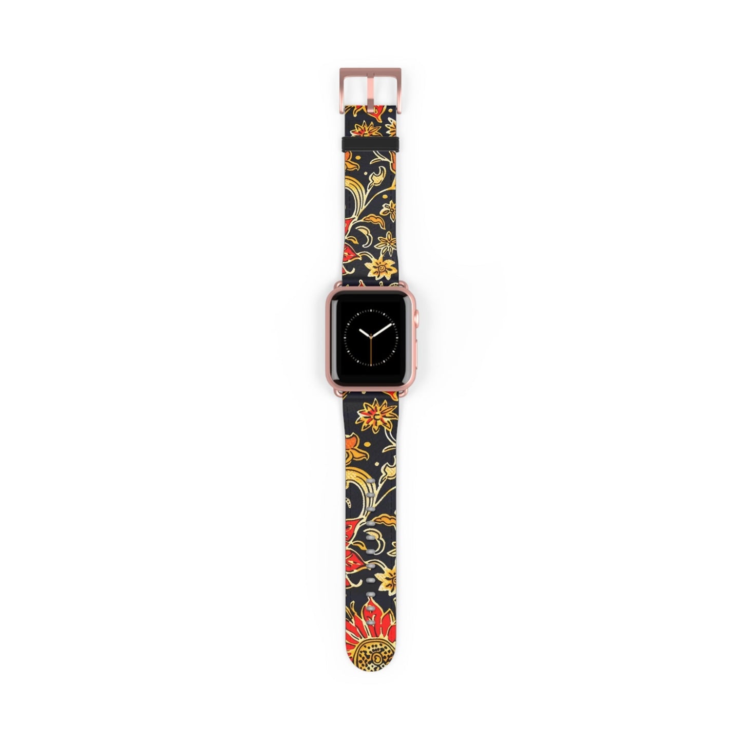 Floral Paisley Apple Watch Band — Black, Red & Gold Patterned Strap - DIGITAL X