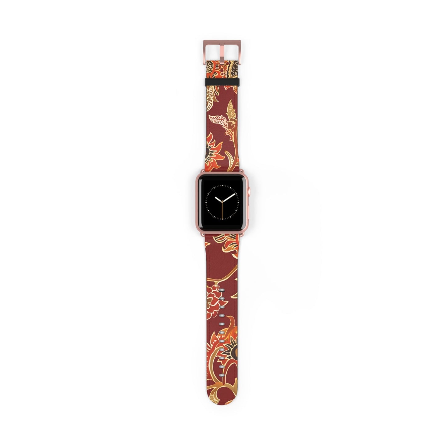 Floral Paisley Leather Watch Band — Burgundy Botanical Strap - DIGITAL X