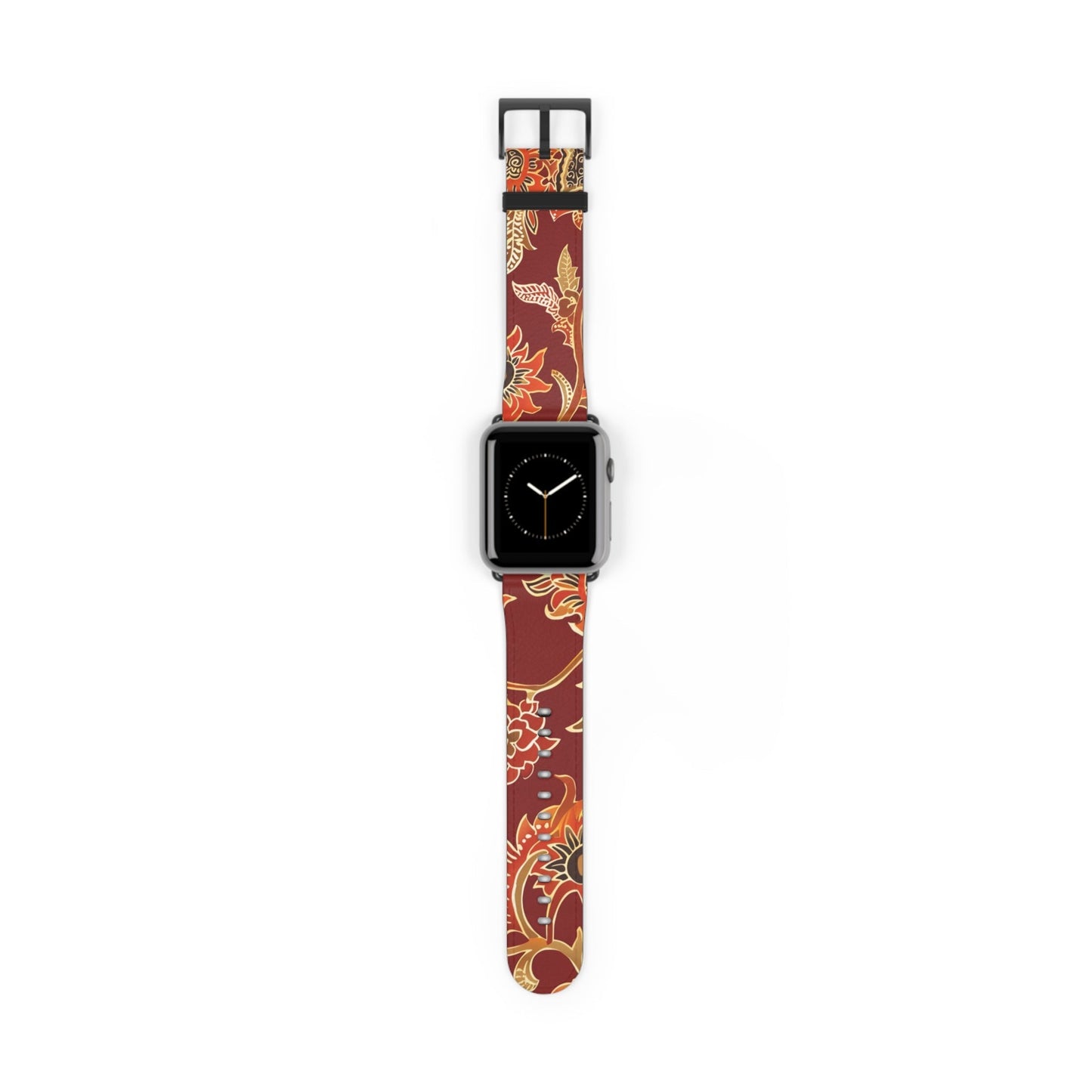 Floral Paisley Leather Watch Band — Burgundy Botanical Strap - DIGITAL X
