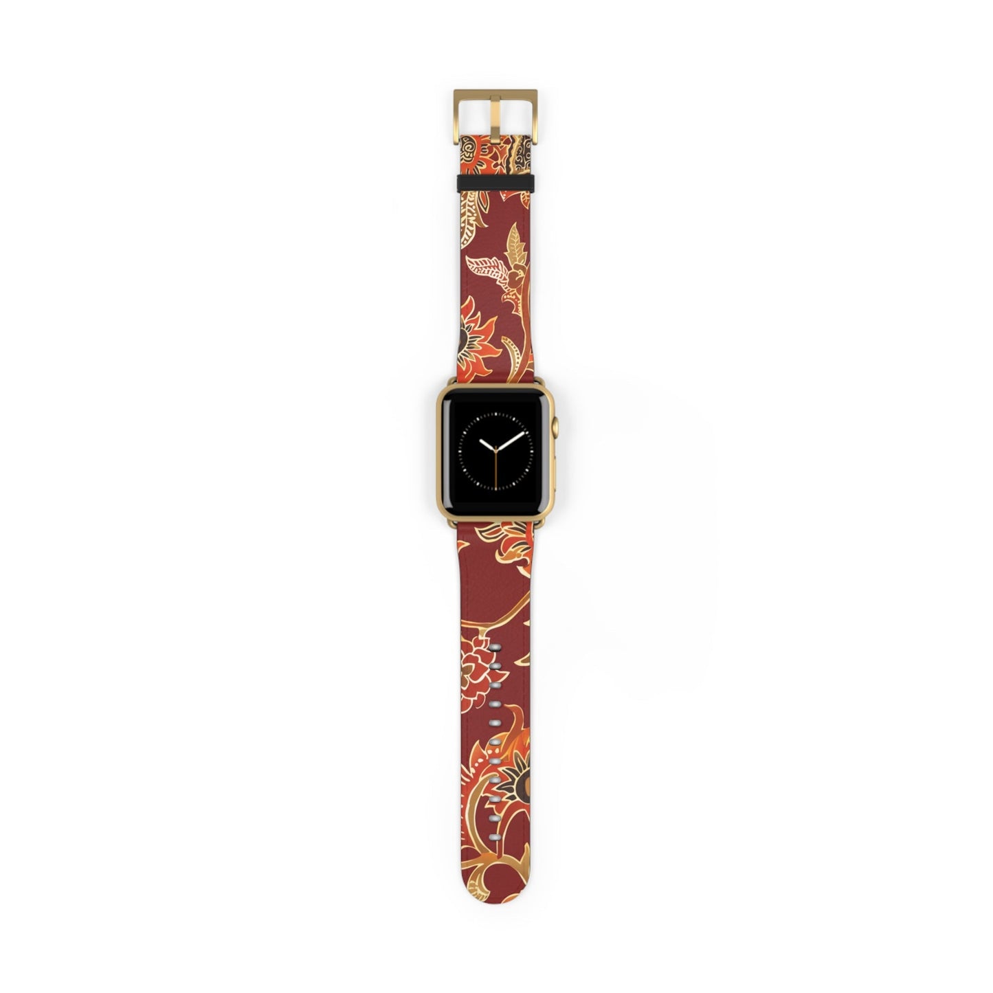 Floral Paisley Leather Watch Band — Burgundy Botanical Strap - DIGITAL X