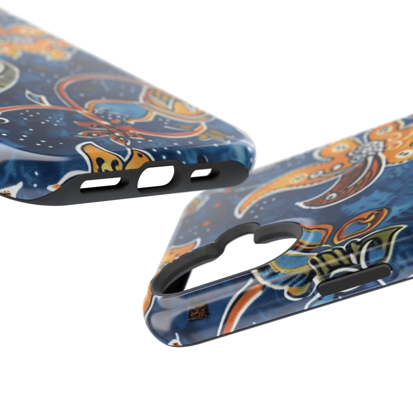 Floral Paisley Magnetic Impact Phone Case — Blue & Orange Protective Cover - DIGITAL X
