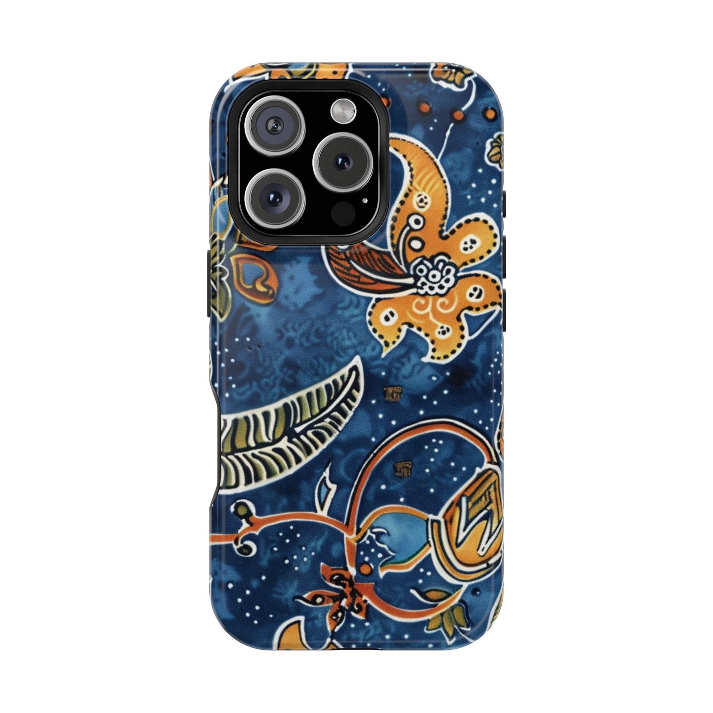 Floral Paisley Magnetic Impact Phone Case — Blue & Orange Protective Cover - DIGITAL X