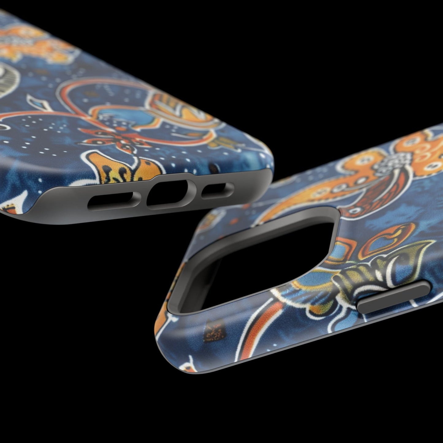 Floral Paisley Magnetic Impact Phone Case — Blue & Orange Protective Cover - DIGITAL X