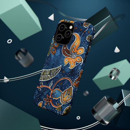 Floral Paisley Magnetic Impact Phone Case — Blue & Orange Protective Cover - DIGITAL X