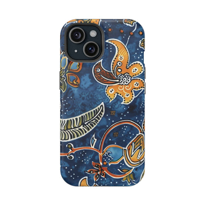 Floral Paisley Magnetic Impact Phone Case — Blue & Orange Protective Cover - DIGITAL X