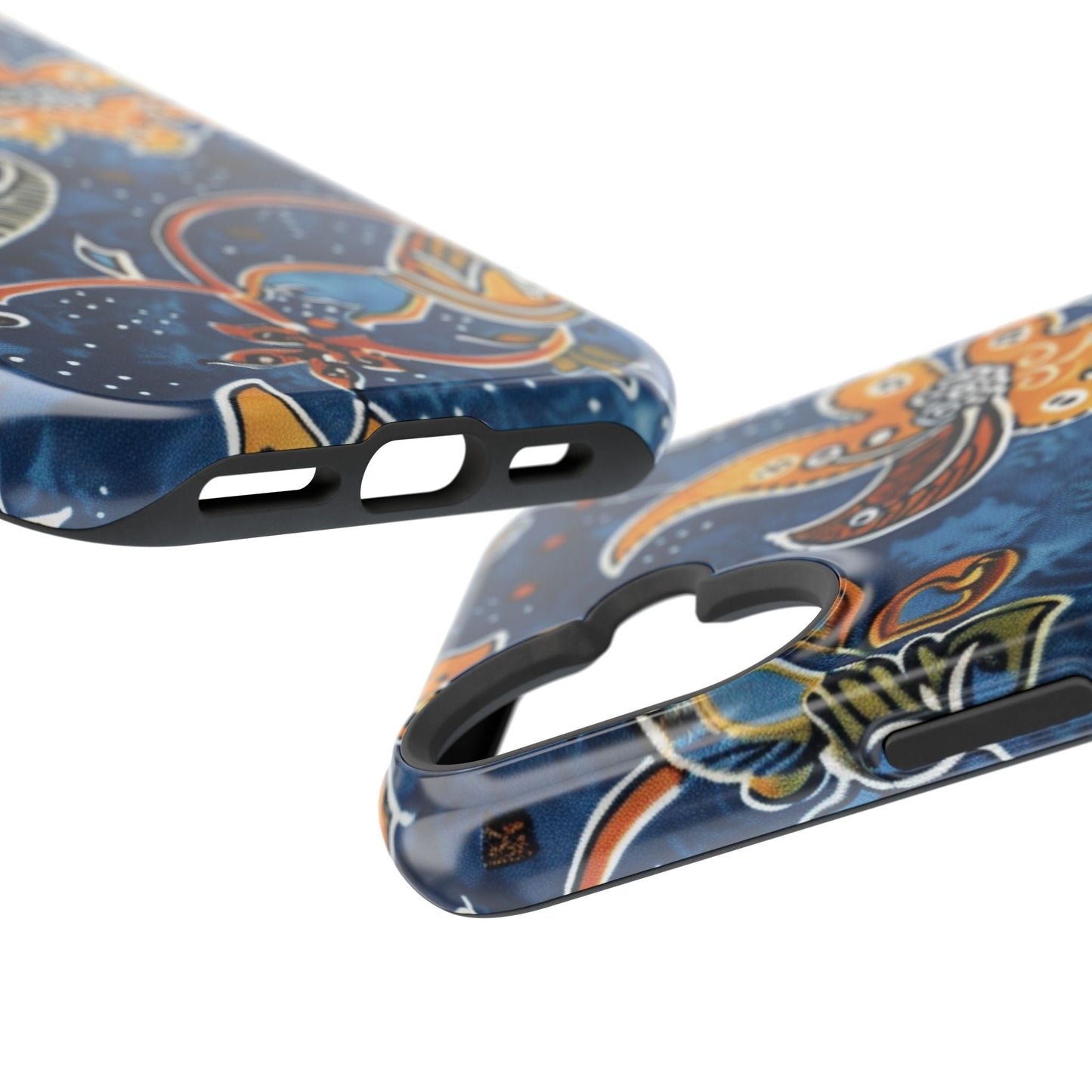 Floral Paisley Magnetic Impact Phone Case — Blue & Orange Protective Cover - DIGITAL X