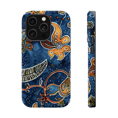 Floral Paisley Magnetic Impact Phone Case — Blue & Orange Protective Cover - DIGITAL X