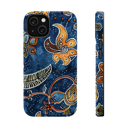 Floral Paisley Magnetic Impact Phone Case — Blue & Orange Protective Cover - DIGITAL X
