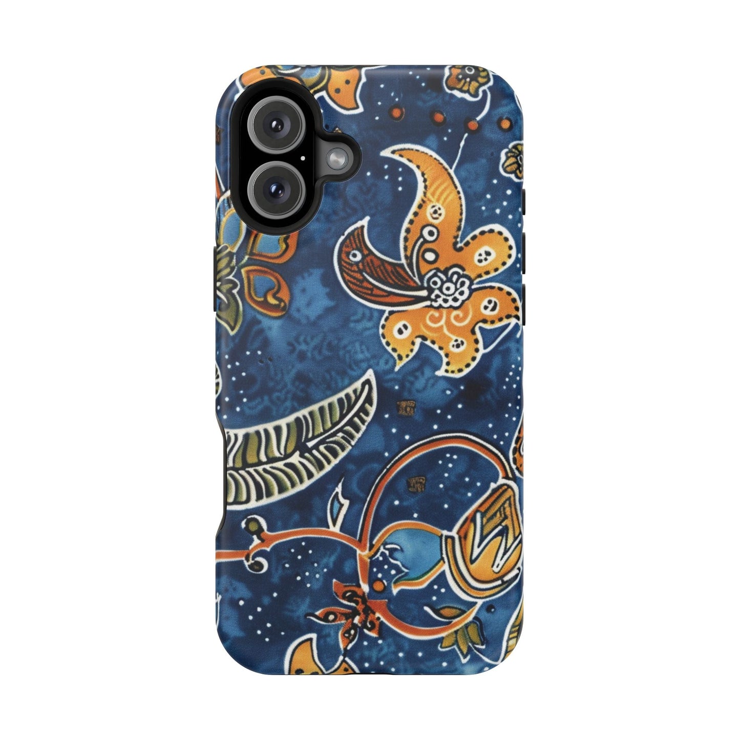 Floral Paisley Magnetic Impact Phone Case — Blue & Orange Protective Cover - DIGITAL X