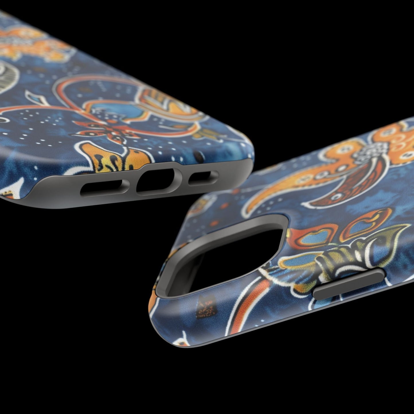 Floral Paisley Magnetic Impact Phone Case — Blue & Orange Protective Cover - DIGITAL X