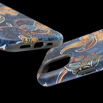 Floral Paisley Magnetic Impact Phone Case — Blue & Orange Protective Cover - DIGITAL X
