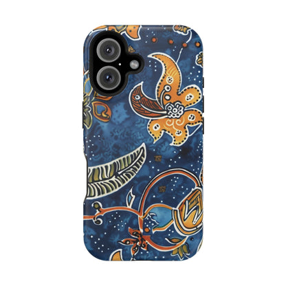 Floral Paisley Magnetic Impact Phone Case — Blue & Orange Protective Cover - DIGITAL X