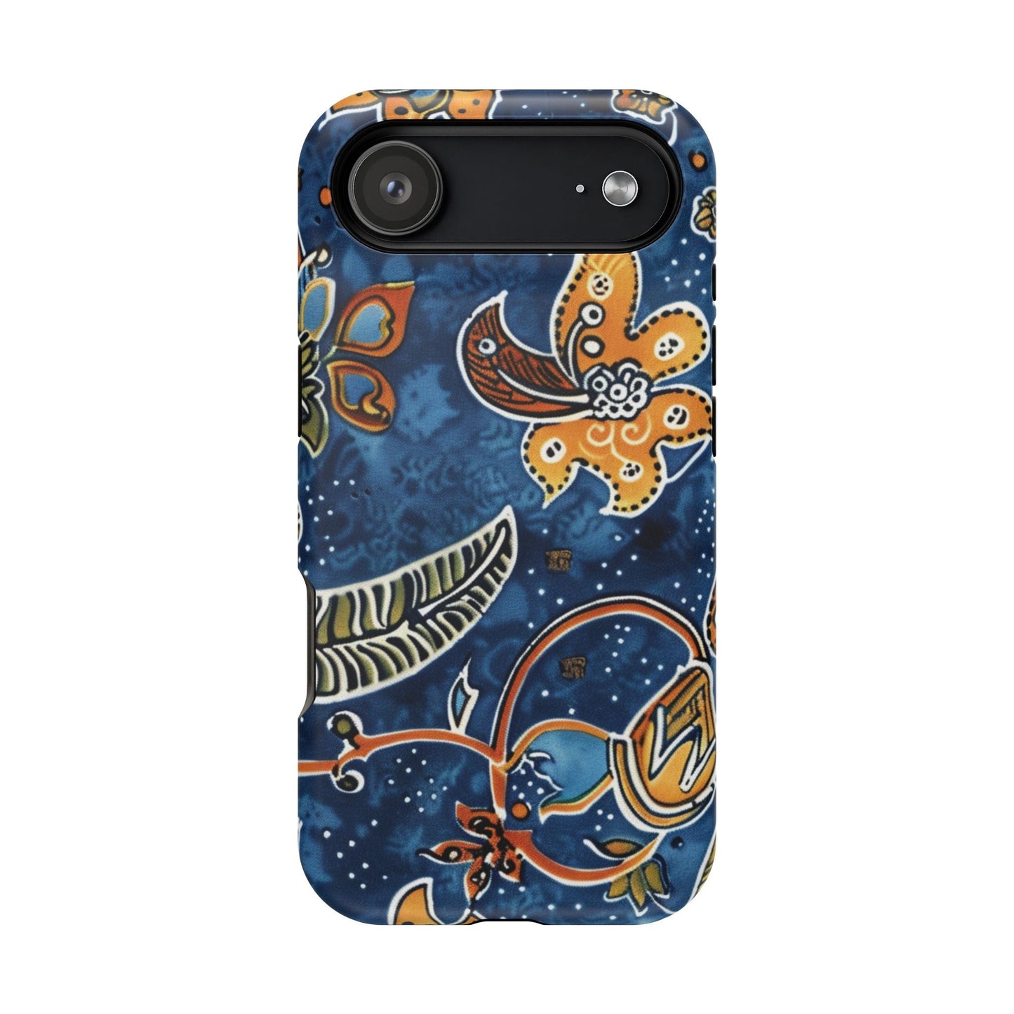 Floral Paisley Magnetic Impact Phone Case — Blue & Orange Protective Cover - DIGITAL X