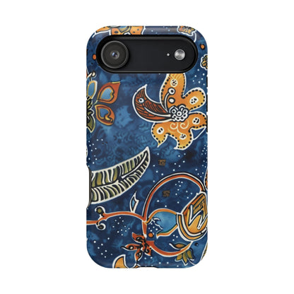 Floral Paisley Magnetic Impact Phone Case — Blue & Orange Protective Cover - DIGITAL X