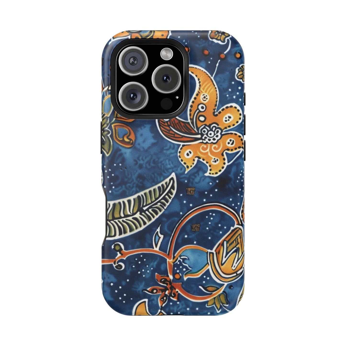 Floral Paisley Magnetic Impact Phone Case — Blue & Orange Protective Cover - DIGITAL X