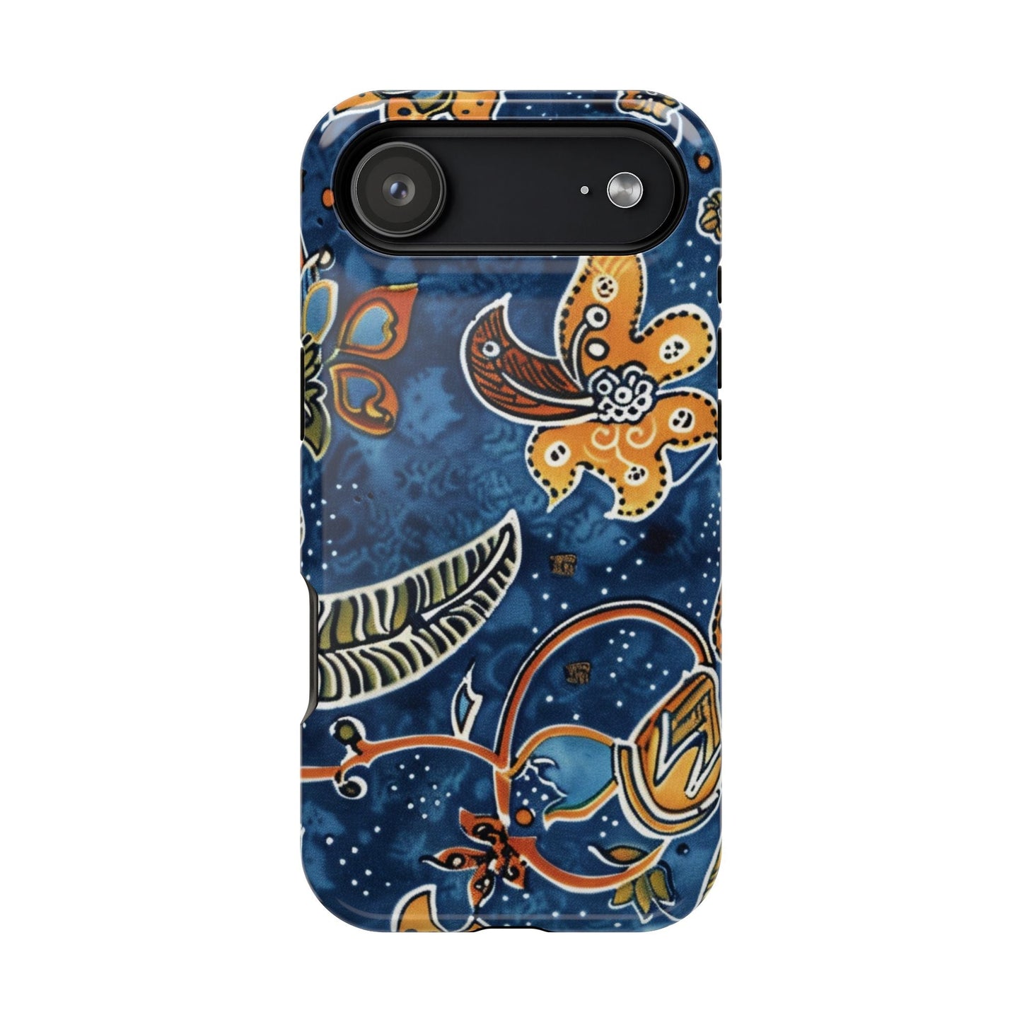 Floral Paisley Magnetic Impact Phone Case — Blue & Orange Protective Cover - DIGITAL X