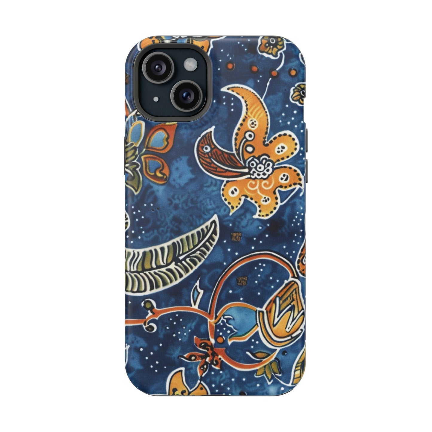 Floral Paisley Magnetic Impact Phone Case — Blue & Orange Protective Cover - DIGITAL X