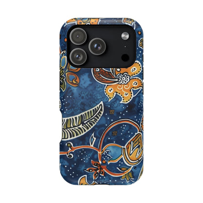 Floral Paisley Magnetic Impact Phone Case — Blue & Orange Protective Cover - DIGITAL X