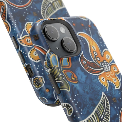 Floral Paisley Magnetic Impact Phone Case — Blue & Orange Protective Cover - DIGITAL X