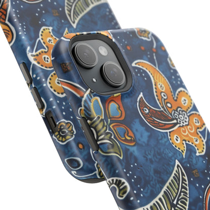 Floral Paisley Magnetic Impact Phone Case — Blue & Orange Protective Cover - DIGITAL X