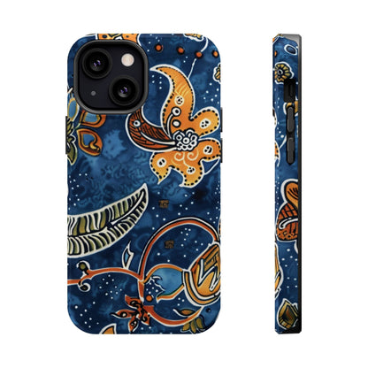 Floral Paisley Magnetic Impact Phone Case — Blue & Orange Protective Cover - DIGITAL X