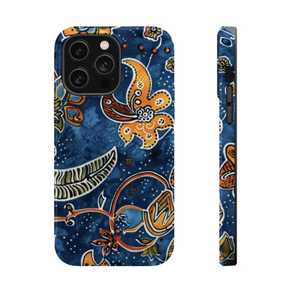 Floral Paisley Magnetic Impact Phone Case — Blue & Orange Protective Cover - DIGITAL X