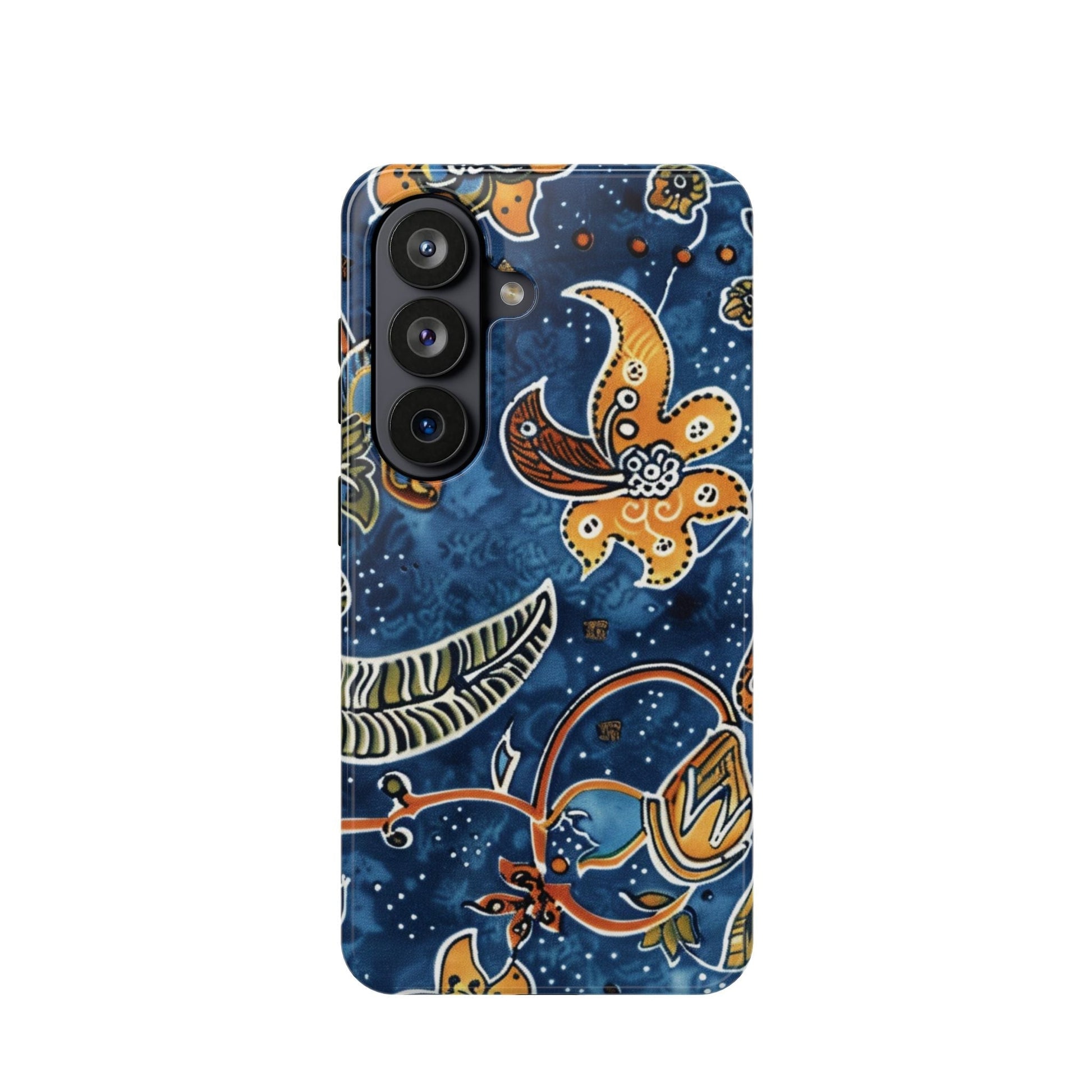 Floral Paisley Magnetic Impact Phone Case — Blue & Orange Protective Cover - DIGITAL X