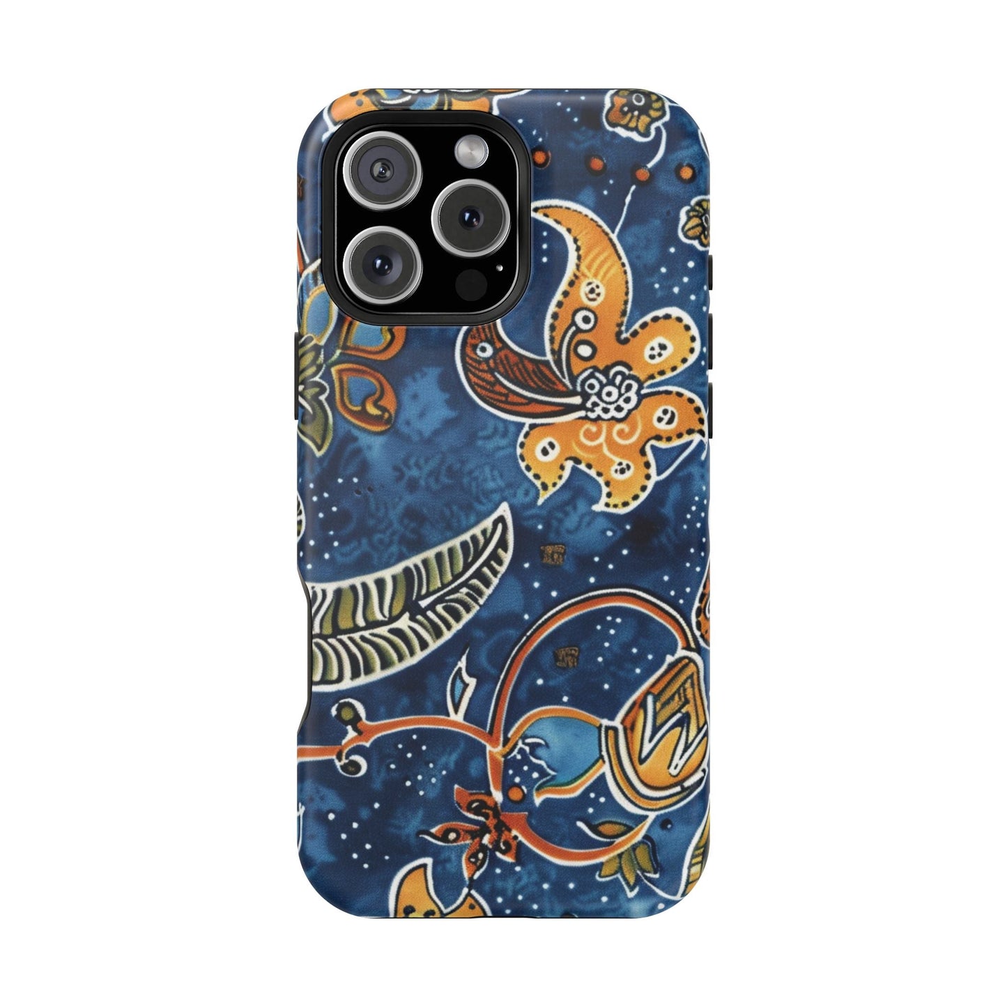 Floral Paisley Magnetic Impact Phone Case — Blue & Orange Protective Cover - DIGITAL X