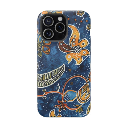 Floral Paisley Magnetic Impact Phone Case — Blue & Orange Protective Cover - DIGITAL X