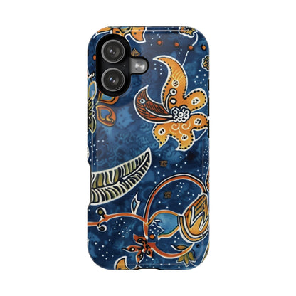 Floral Paisley Magnetic Impact Phone Case — Blue & Orange Protective Cover - DIGITAL X
