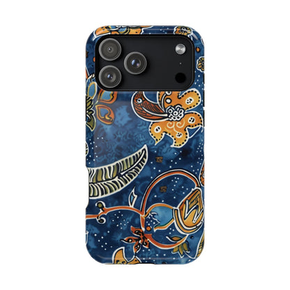 Floral Paisley Magnetic Impact Phone Case — Blue & Orange Protective Cover - DIGITAL X