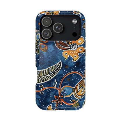 Floral Paisley Magnetic Impact Phone Case — Blue & Orange Protective Cover - DIGITAL X