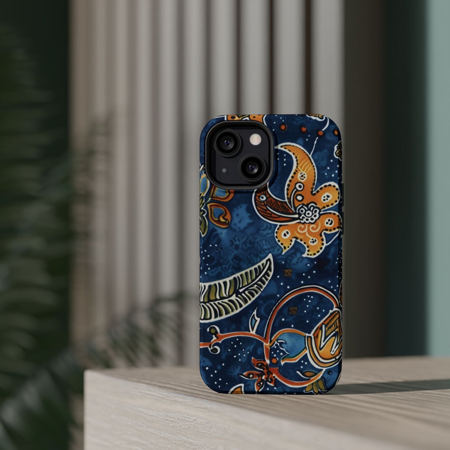 Floral Paisley Magnetic Impact Phone Case — Blue & Orange Protective Cover - DIGITAL X